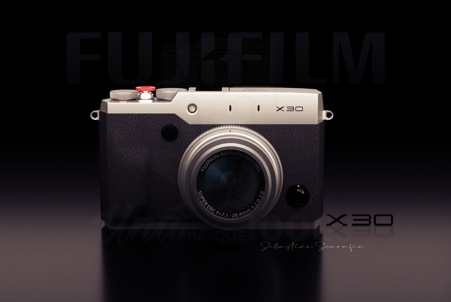 Diseño 3D cámara de fotos Fujifilm X30 - UNAmasque1000 - Fotografía de productos
