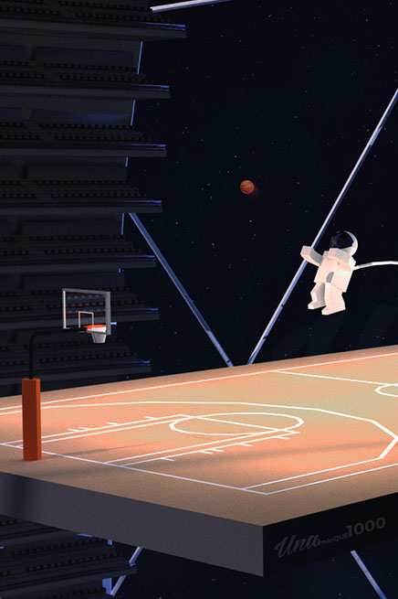 Diseño 3D Space Stadium - Nike JJOO 3025 - UNAmasque1000 - Imagen publicitaria